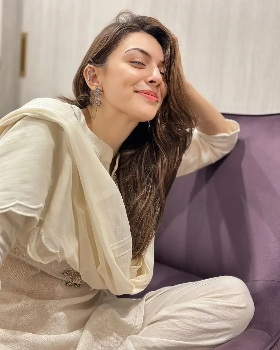 Hansika Motwani Long hair Photoshoot White Dress